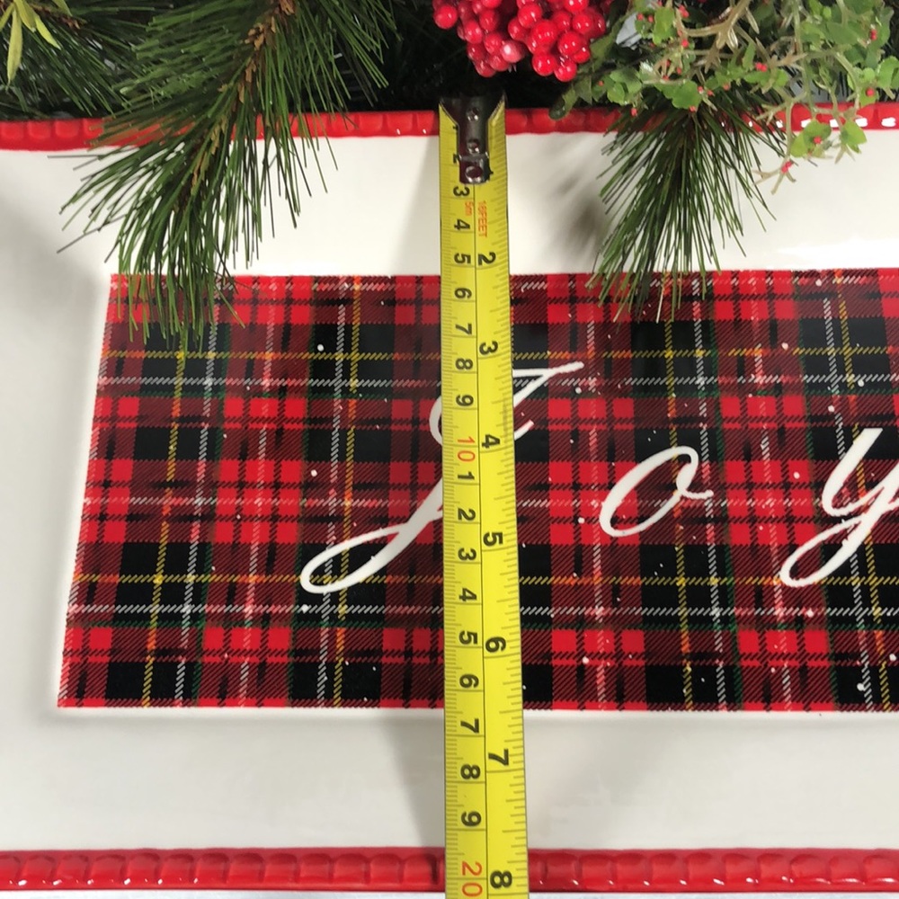 Plaid “Joy” Serving Platter Tray NWT Christmas Holiday Serving Tray Decor - Picture 12 of 14